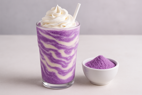 Put the taro powder in a small bowl to show the content instead of the packaging